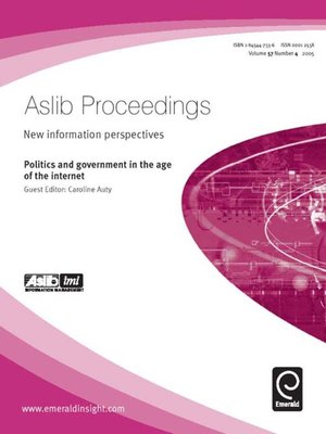 cover image of Aslib Proceedings: New Information Perspectives, Volume 57, Issue 4